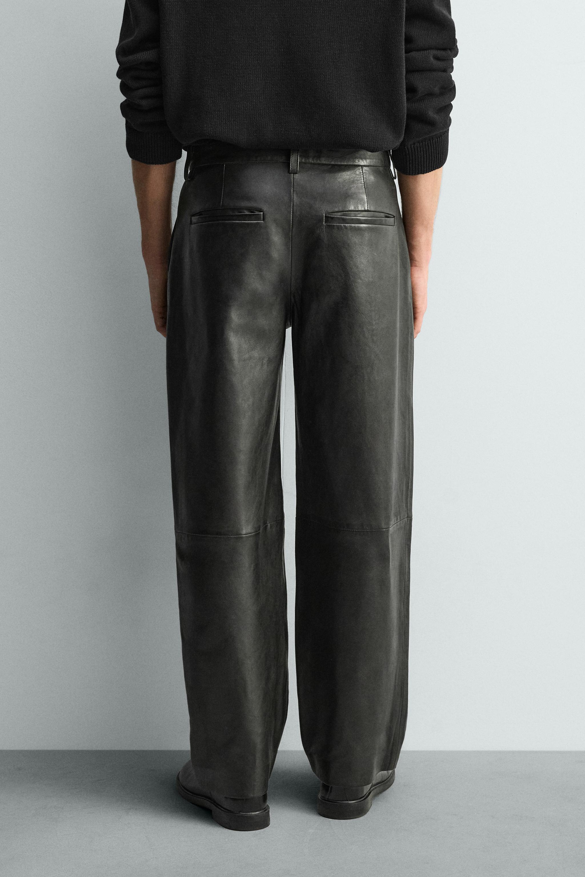 LEATHER STRAIGHT FIT PANTS